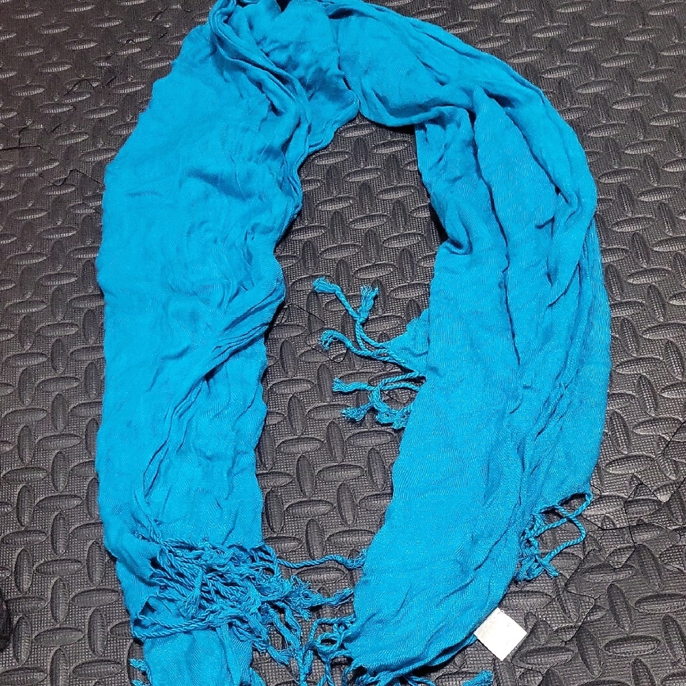 Viscose Scarf Bright Teal With Tassels On Each End